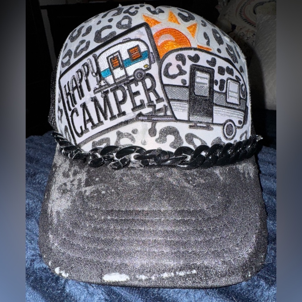 OTTO Custom Happy Camper Trucker Hat - Black and Gray